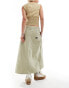 Vans codey long flared utlity skirt in light tan