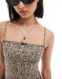 Bershka strappy straight neck cami top in leopard print