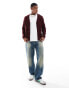 ASOS DESIGN relaxed knitted cardigan with aztec pattern in burgundy