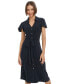 Women's Button-Front Tie-Waist Flutter-Sleeve Dress