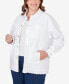 Plus Size Snap Front Twill Jacket with Fringe Trim