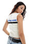 ASOS DESIGN knitted tank with sporty tipping in white