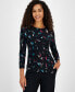 Women's Printed Tie-Side 3/4-Sleeve Top