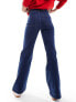 & Other Stories high rise flared jeans with patch pockets in dark blue wash