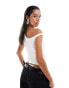 Stradivarius asymmetric off shoulder top in white