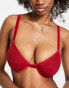 ASOS DESIGN Fuller Bust Alaia mesh and velvet trim underwire bra in burgundy