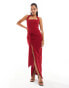 TFNC crepe sqaure neck maxi dress in red