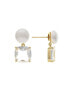 Pearl and Cushion Cut Cubic Zirconia Drop Earring