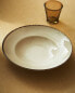 Porcelain pasta plate with antique finish rim