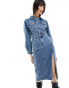 Urban Revivo denim midi shirt dress in blue