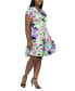 Plus Size V Neck Cap Sleeve Knee Length Dress