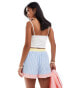 Extro & Vert Petite patchwork short co-ord in pastel stripe