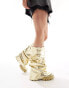 Azalea Wang Mate foldover knee boot in metallic gold