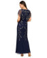 Women's Beaded Flutter-Sleeve Blouson Gown