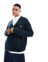 Tommy Jeans boxy badge cable knit cardigan in navy