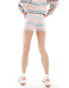 Daisy Street boxer style button front shorts co-ord in pink blue stripe