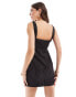 Extro & Vert tailored ultra mini dress in black pinstripe