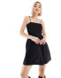 Monki babydoll mini dress with shirred bandeau in black