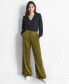 Women's Glazed High Rise Seamed-Cuff Wide-Leg Pants