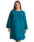 Plus Size Jewel-Neck Wide-Sleeve Shift Dress