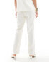 ONLY high waisted straight linen mix trouser co-ord in cream