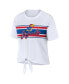 Women's White Kansas Jayhawks Striped Front Knot Cropped T-shirt