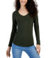 Juniors' V-Neck Long-Sleeved Top