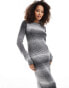 YAS knitted jumper maxi dress in black ombre - BLACK