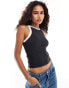 Dr Denim Bey slim fit tank top with contrast trim in off black