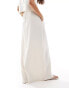 Vero Moda mix and match linen touch tie waist column maxi skirt with front split in beige