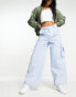 Whistles Evie wide leg cargo jeans in light blue