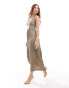 & Other Stories midi slip dress with soft corset detail and full hem in taupe