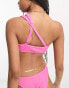 Free Society – One-Shoulder-Bikinioberteil in Flirty-Rosa mit Crinkle-Optik