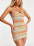 New Girl Order halter knit stripe festival summer dress in orange