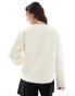 Vila contrast stich short teddy jacket in cream