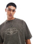 ASOS DESIGN boxy oversized t-shirt in heavyweight 220gsm washed brown with seam detail and chest print