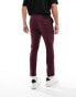 ASOS DESIGN tapered smart trousers in burgundy pin stripe