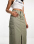 New Look cargo midi skirt in dark khaki