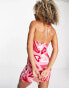 Urban Threads halter neck mini dress in pink heart print