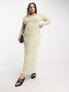 ASOS DESIGN Curve v neck long sleeve maxi dress in sage