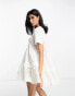 ASOS DESIGN broderie patched tent mini dress in white