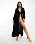 IIsla & Bird ruffle tie front tiered long sleeve maxi beach summer dress in black