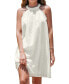 Women's White Eyelet Linen Halterneck Mini Beach Dress