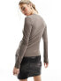 & Other Stories long sleeve crew neck top in dark beige