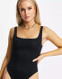 Flounce London basic square neck body in black