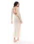 IIsla & Bird long sleeve maxi crochet beach dress in cream