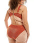 South Beach Curve crinkle high waist bikini bottom in rust