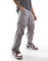 Selected Homme loose fit elasticated waistband ripstop trousers in grey