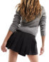 Pull&Bear pleated tailored micro mini skirt in dark grey