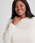 Trendy Plus Size Funnel-Neck Long-Sleeve Top, Created for Macy's